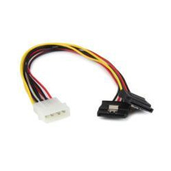 ADAPTADOR CABLE DE 30CM DIVISOR MOLEX 4 PINES A DOBLE SATA CON CIERRE SEGURIDAD BLOQUEO PESTILLO LATCHES 2X SATA 1X LP4 STARTEC