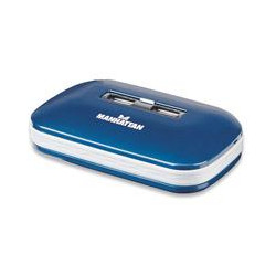 HUB USB 20 MANHATTAN 7 PUERTOS ALIMENTACION DUAL AZUL