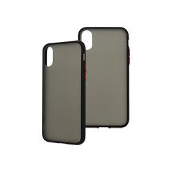 FUNDA GHIA HUMO SEMITRANSPARENTE BORDE NEGRO CON MICA PARA IPHONE XS X