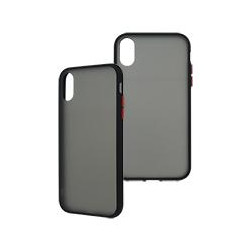 FUNDA GHIA HUMO SEMITRANSPARENTE BORDE NEGRO CON MICA PARA IPHONE XR