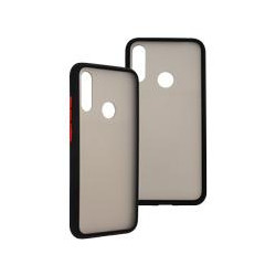 FUNDA GHIA HUMO SEMITRANSPARENTE BORDE NEGRO CON MICA PARA HUAWEI Y6 2019
