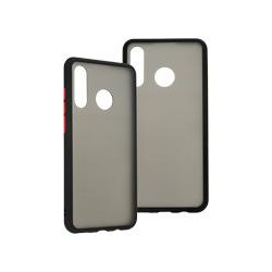 FUNDA GHIA HUMO SEMITRANSPARENTE BORDE NEGRO CON MICA PARA HUAWEI P30 LITE