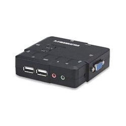 SWITCH KVM MANHATTAN 2 PTOS USB Y 2 PTOSVGA 35MM 1600X900 CON JUEGO CABLES