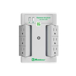 SUPRESOR DE PICOS KOBLENZ SS 2000 USB 2000 JOULES 6 CONTACTOS GIRATORIOS 2 PUERTOS USB DISEaO TV DE PARED 3 AaOS DE GARANTaA SK