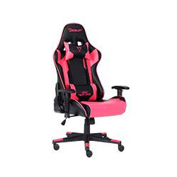 SILLA GAMER OCELOT COLOR ROSA CON NEGRO BASE AJUSTABLE Y DE PLASTICO DESCANSA BRAZOS AJUSTABLES ANGULO DE INCLINACION 155 GRADO