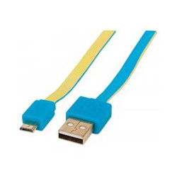 CABLE USB V2 A MICRO B BLISTER PLANO 10M AZUL AMARILLO