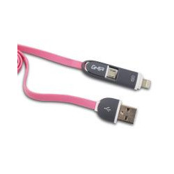 CABLE 2 EN 1 MICRO USB TIPO LIGHTNING GHIA 10 MTS USB 21 CARGA Y TRANSFERENCIA DE DATOS CON PROTECTOR PARA ENTRADA Y SALIDA ROS