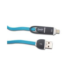 CABLE 2 EN 1 MICRO USB TIPO LIGHTNING GHIA 10 MTS USB 21 CARGA Y TRANSFERENCIA DE DATOS CON PROTECTOR PARA ENTRADA Y SALIDA AZU