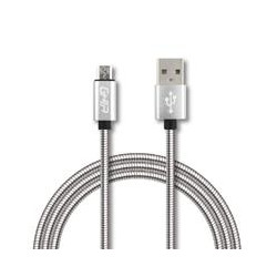 CABLE MICRO USB FORRO METALICO GHIA 10 MTS USB 21 CARGADOR Y TRANSFERENCIA DE DATOS PLATEADO