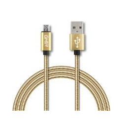 CABLE MICRO USB FORRO METALICO GHIA 10 MTS USB 21 CARGADOR Y TRANSFERENCIA DE DATOS DORADO