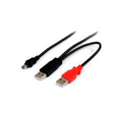 CABLE DE 30CM USB EN Y PARA DISCOS DUROS EXTERNOS 2X USB A MACHO A 1X USB MINI B MACHO STARTECHCOM MOD USB2HABMY1