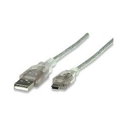 CABLE USB 20 A MACHO MINI B DE 5 PINES PLATA 18 MTS MANHATTAN