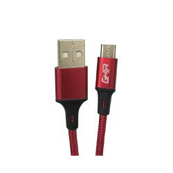 CABLE MICRO USB GHIA NYLON COLOR ROJO DE 1M