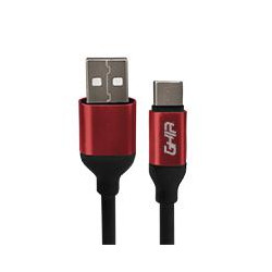 CABLE USB TIPO C GHIA 1M COLOR NEGRO ROJO