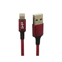 CABLE USB TIPO LIGHTNING GHIA NYLON COLOR ROJO DE 1M
