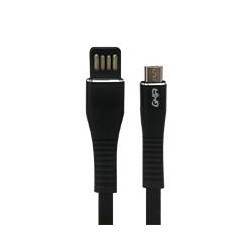 CABLE MICRO USB GHIA PLANO REVERSIBLE BILATERAL COLOR NEGRO DE 1M