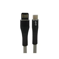 CABLE USB TIPO C GHIA PLANO REVERSIBLE COLOR GRIS NEGRO DE 1M