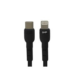 CABLE GHIA USB TIPO C A TIPO LIGHTNING COLOR NEGRO DE 1M