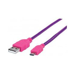 CABLE MANHATTAN USB 20 TIPO A MICRO B USB 10 MTS ROSA MORADO P DISPOSITIVOS MOVILES