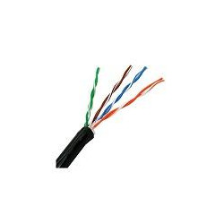 BOBINA UTP CAT5E WAM USO EXTERIOR SIN RELLENO DE GEL 100 COBRE 4 PARES 24 AWG 305 MTS CUBIERTA PVC COLOR NEGRO