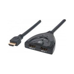 SWITCH HUB HDMI MANHATTAN DE 2 PUERTOS CON BOTON DE SELECCION MANUAL