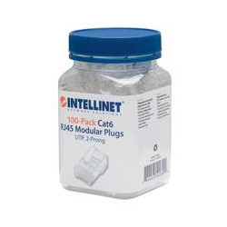 PLUG MODULAR RJ45 INTELLINET UTP CAT6 MULTIFILAR BOTE CON 100 PIEZAS CONTACTO ORO 15 MICRAS