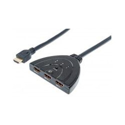 SWITCH HUB HDMI MANHATTAN DE 3 PUERTOS CON BOTON DE SELECCION MANUAL