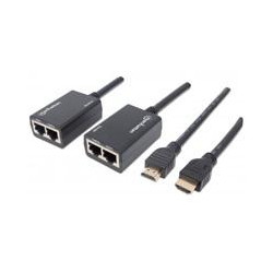 KIT EXTENSOR HDMI MANHATTAN 30M CABLE UTP RED RJ45 1080P CAT5E CAT6