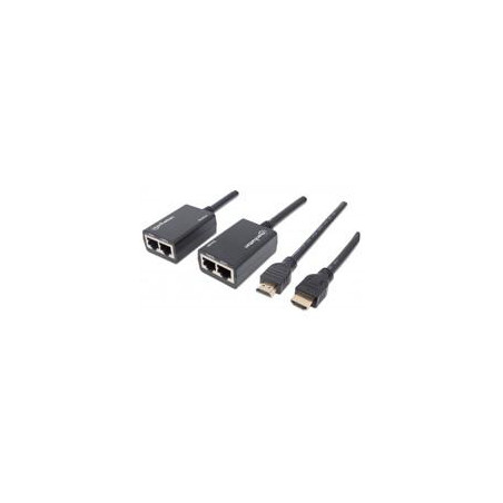 KIT EXTENSOR HDMI MANHATTAN 30M CABLE UTP RED RJ45 1080P CAT5E CAT6