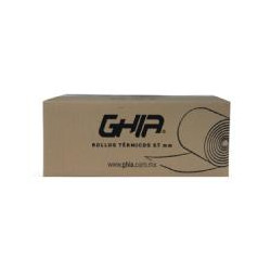 CAJA ROLLO PAPEL TERMICO GHIA 57X40 MM 50 PIEZAS PARA IMPRESORAS DE 58MM REACCION NEGRO