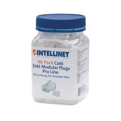 PLUG MODULAR RJ45 INTELLINET UTP CAT6 MULTIFILAR BOTE CON 90 PIEZAS CONTACTO ORO 50 MICRAS LINEA PRO