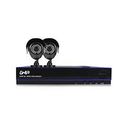 KIT GHIA DVR 4 CH PENTAHIBRIDO 1080P LITE HDMI VGA 2 CAMARAS BALA METALICAS 720P CONECTIVIDAD P2P 2 ROLLOS DE CABLE 183 MTS FUE