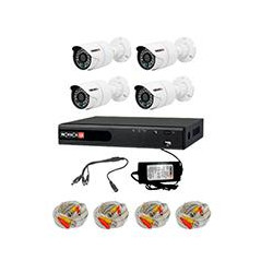 KIT PROVISION ISR DVR 4 CH 1 CH IP 4 CAMARAS BALA 2 MP AHD ECO IR 20 MTS 4 CABLES 20 MTS COAXIAL SIAMES