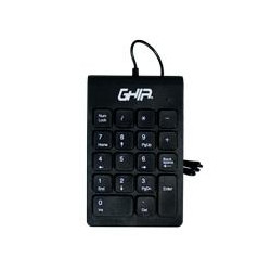 TECLADO NUMERICO GHIA ALAMBRICO USB DELGADO Y ELEGANTE COLOR NEGRO