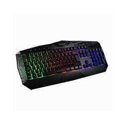 TECLADO GAMING EXTENDIDO OCELOT ALAMBRICO MEMBRANA PLASTICO NEGRO ILUMINACION TIPO ARCOIRIS TECLAS MULTIMEDIA