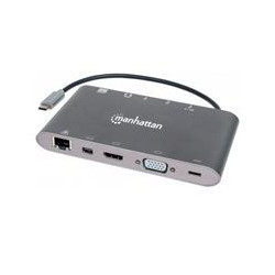 DOCKING 7 1 MANHATTAN USB C A HDMI VGA RJ45 MINI DP 3 USB 35MM LECTOR SD