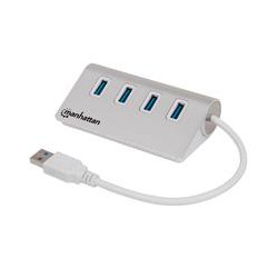HUB MANHATTAN USB V30 4 PTOS SIN FUENTE ALUMINIO