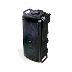 BAFLE AMPLIFICADO GHIA DOBLE BOCINA 65 PULG RECARGABLE BT USB MICROSD MIC CONTR LUZ LED