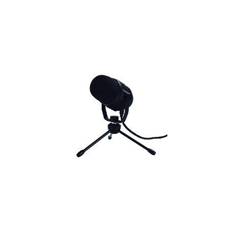 MICROFONO GAMING PARA STREAMING USB CON BASE TIPO TRIPIE PARA ESCRITORIO COLOR NEGRO