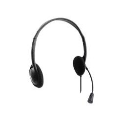 AUDIFONOS DIADEMA MANHATTAN CABLE CON ENCHUFE USB A MICROFONO AJUSTABLE NEGRO